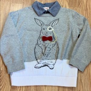 Cat and jack grey/white Bunny sweater button down
